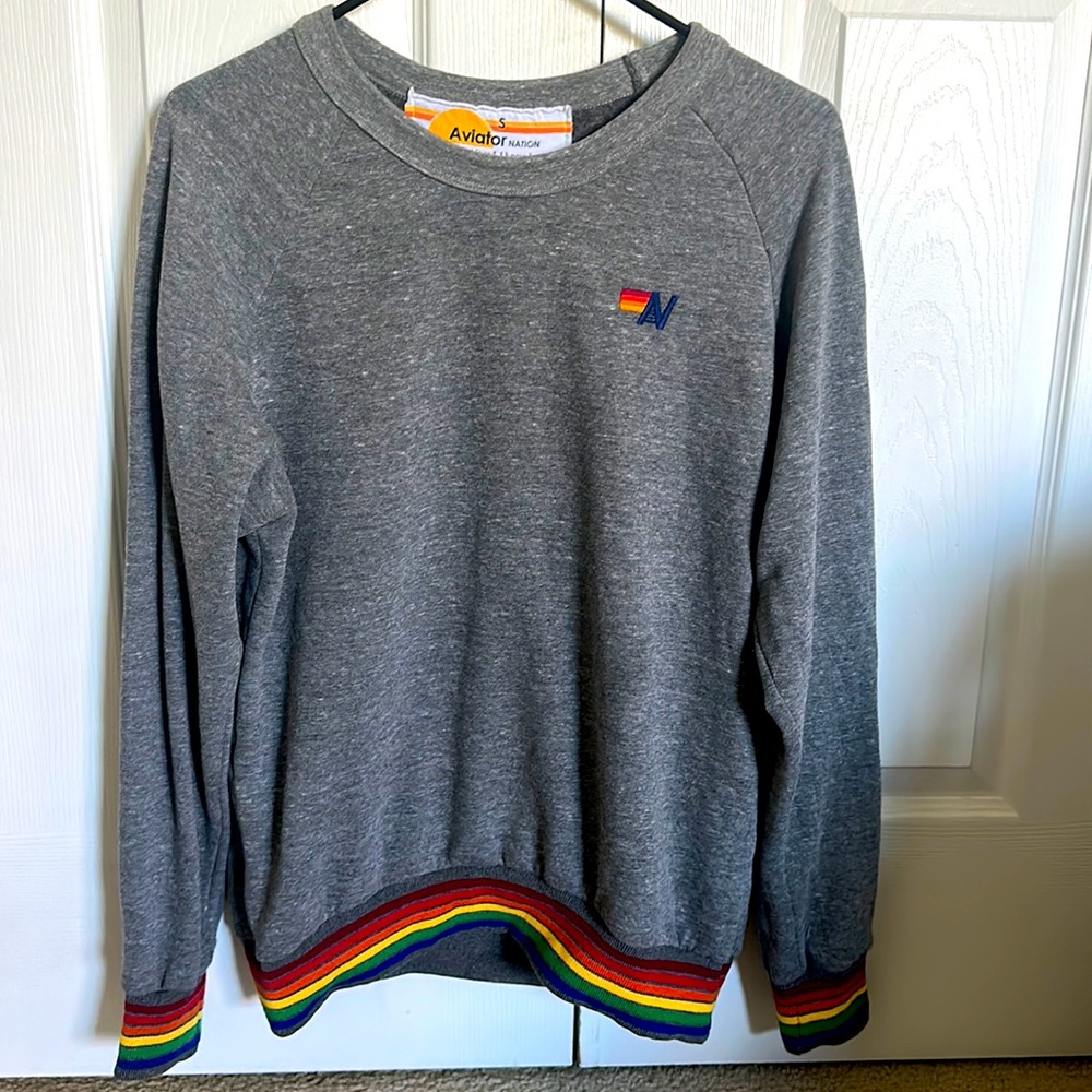 Aviator Nation Crew Rainbow Sweatshirt
